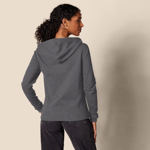 Women’s Dark Grey Fleece Full-Zip Hoodie for Comfort and Style - Picture 3 of 11